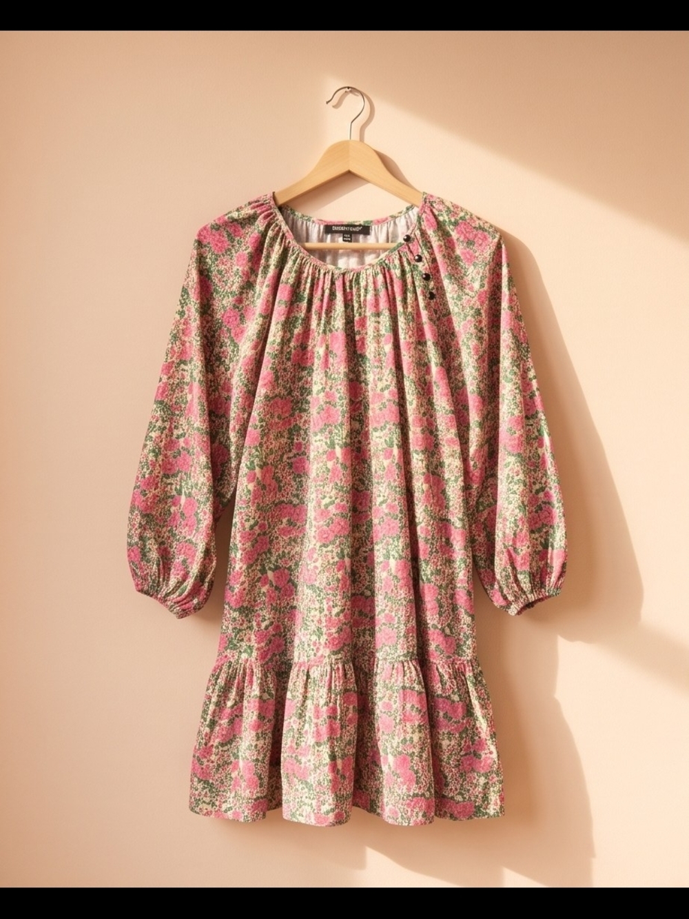 Brach Brach Floral Pink Multi Colored Boho Peasant Dress